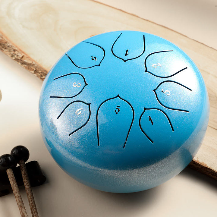 Buddha Stones Steel Tongue Drum Sound Healing Meditation Lotus Pattern Drum Kit 8 Note 6 Inch Percussion Instrument