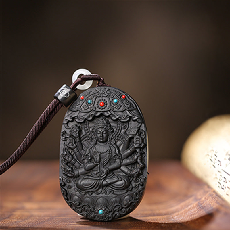 Chinese Zodiac Natal Buddha Agarwood Om Mani Padme Hum Lotus Peace Necklace Pendant