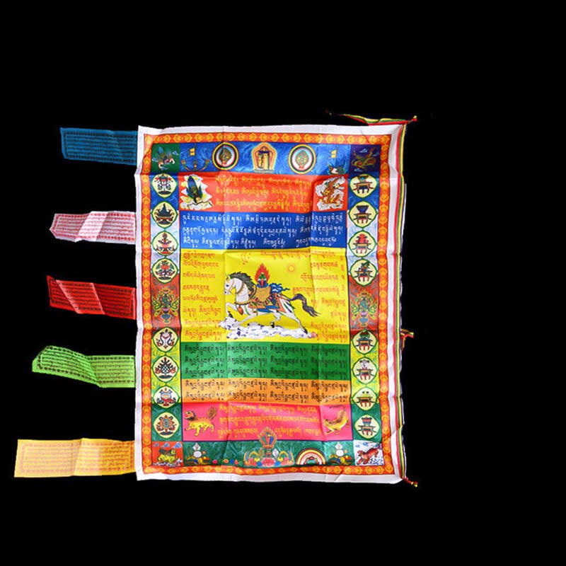 Buddha Stones Tibetan Colorful Windhorse Protection Outdoor Prayer Flag Decoration