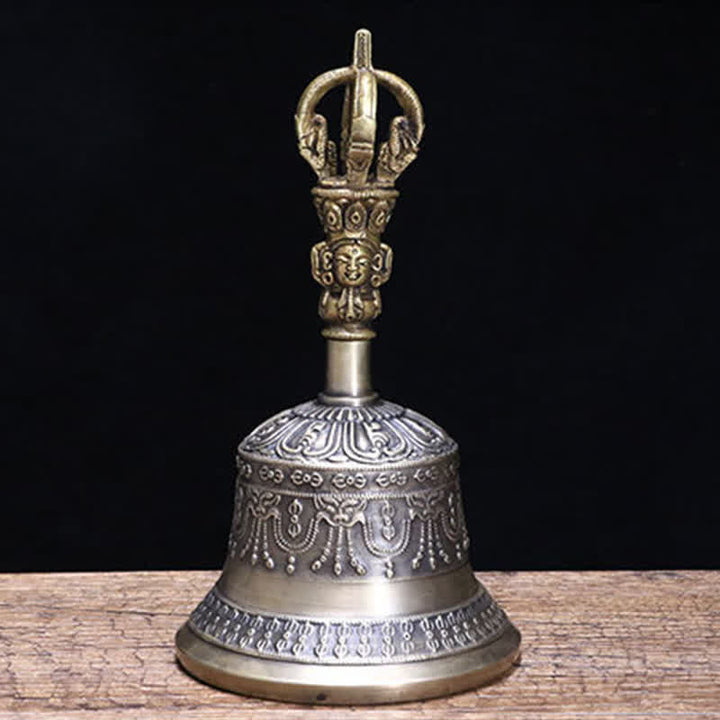 Tibetan Meditation Bell and Vajra Dorje Copper Enlightenment Decoration Set