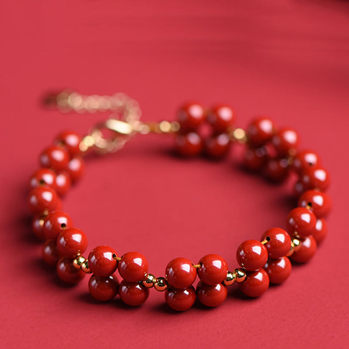 Buddha Stones Natural Cinnabar Beaded Blessing Bracelet