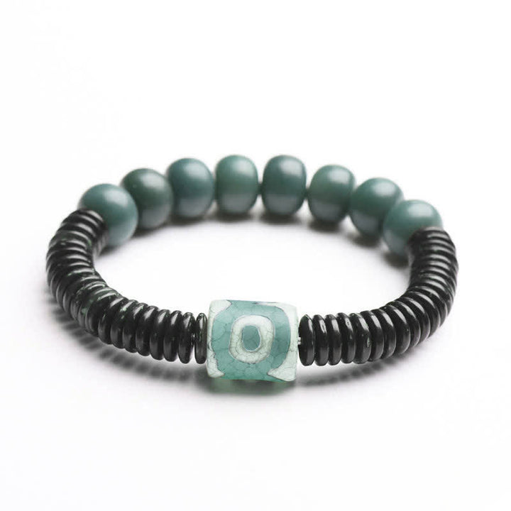 Tibetan Cyan Bodhi Seed Dzi Bead Coconut Shell Keep Away Evil Spirits Bracelet