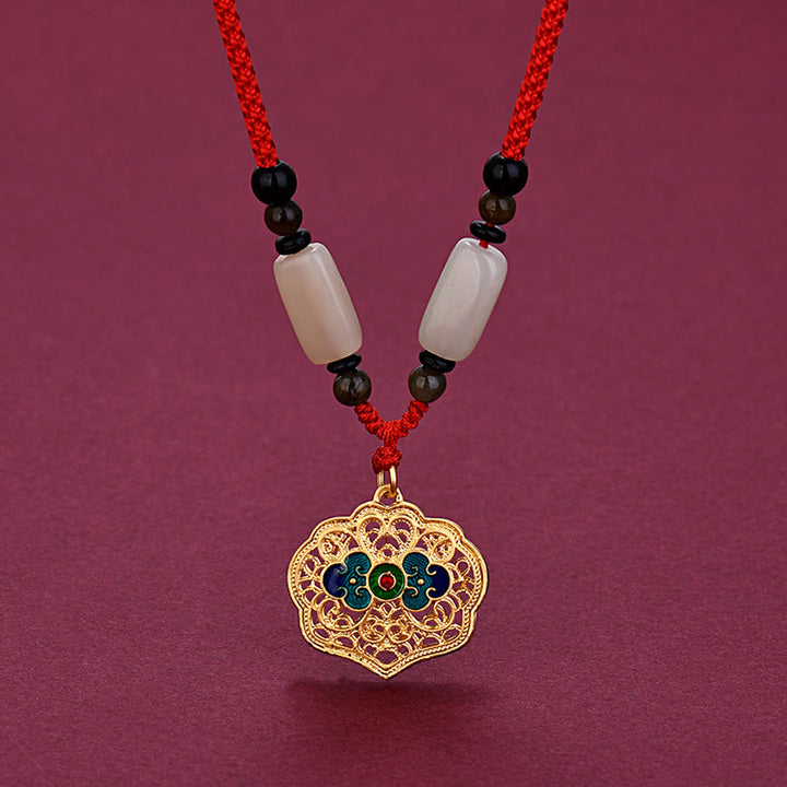 Buddha Stones Vintage Auspicious Clouds Agate Wealth Necklace Pendant