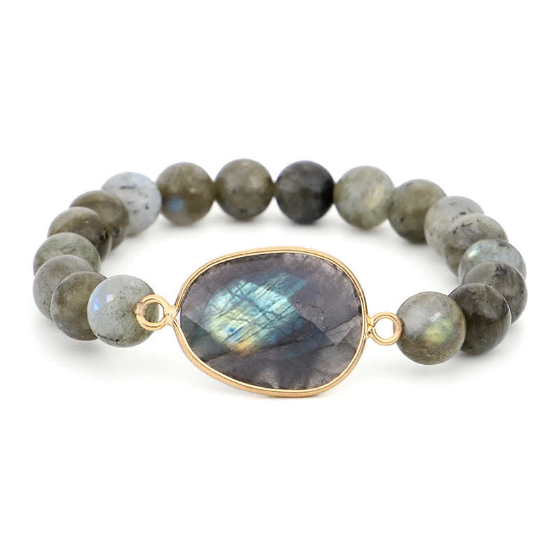 Buddha Stones Natural Labradorite Moonstone Support Healing Beaded Bracelet