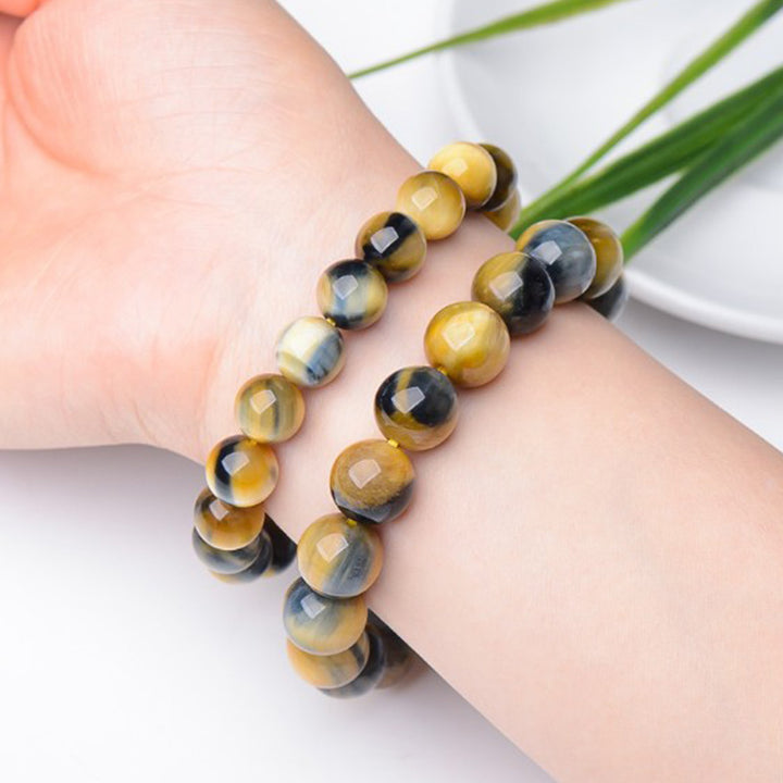 Buddha Stones Tiger Eye Protection Courage Strength Bracelet