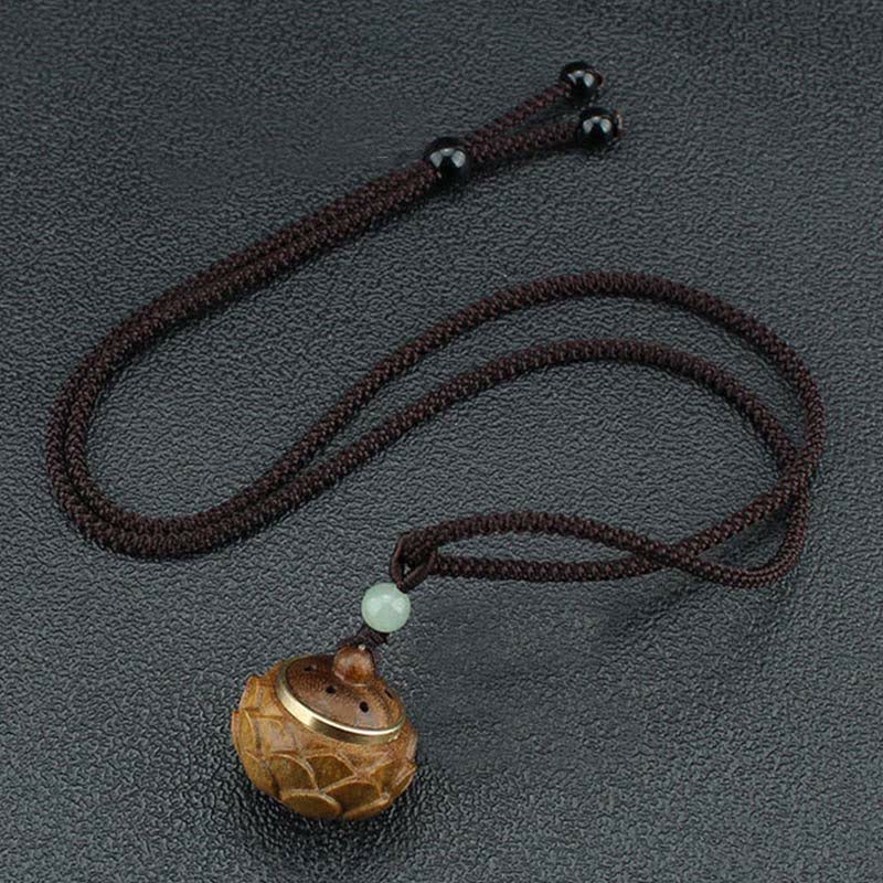 Buddha Stones Tibet Green Sandalwood Rosewood Om Mani Padme Hum Lotus Positive Soothing Necklace Pendant