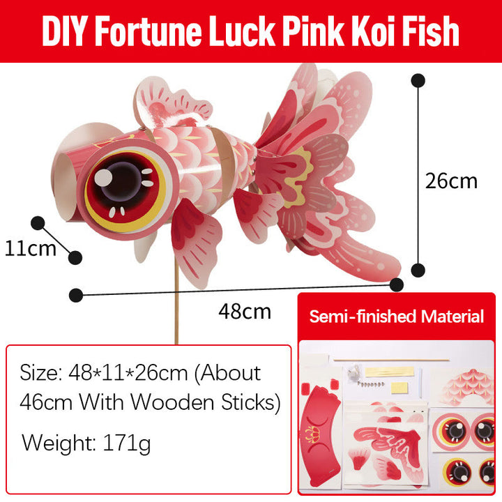 Buddha Stones DIY Fortune Luck Koi Fish Paper Lantern Lamp Mid-Autumn Festival Child Kids Lantern Decoration