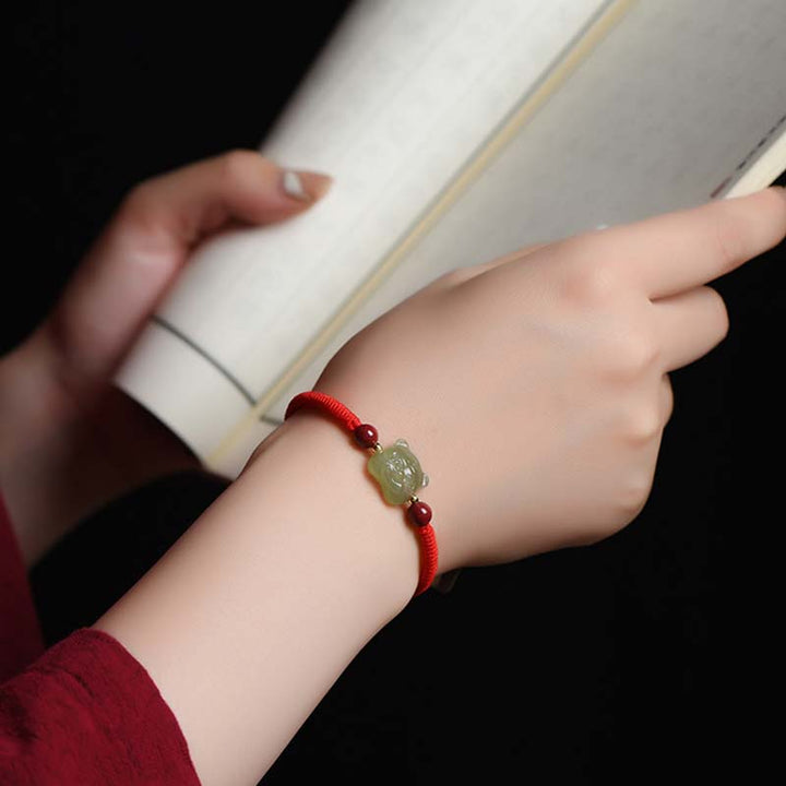 Buddha Stones Jade Cinnabar Lucky Tiger String Bracelet