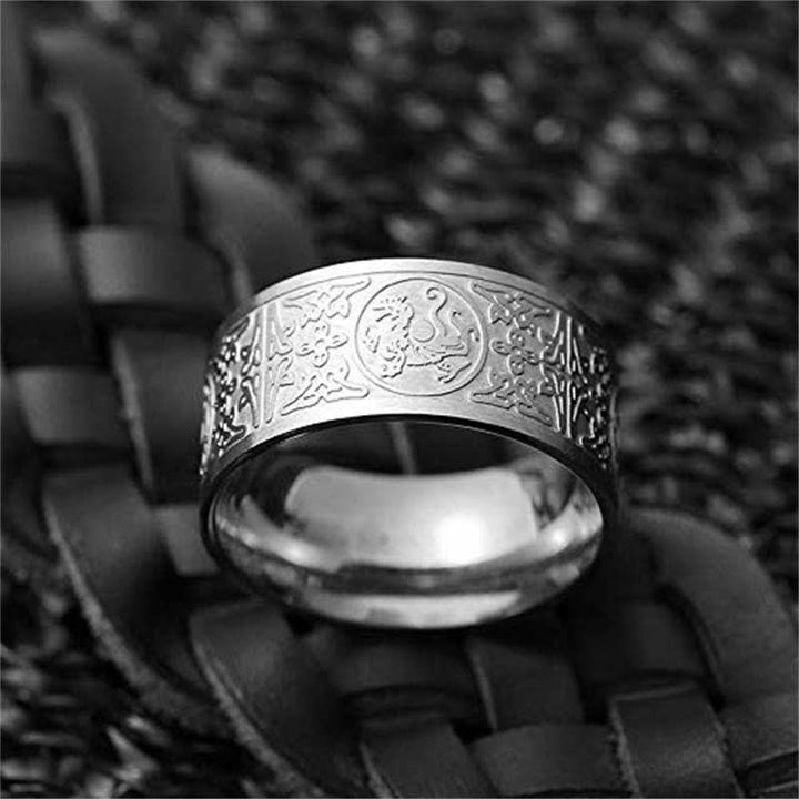 Buddha Stones Four Guardian Beast Dragon White Tiger Suzaku Basalt Carved Success Luck Ring