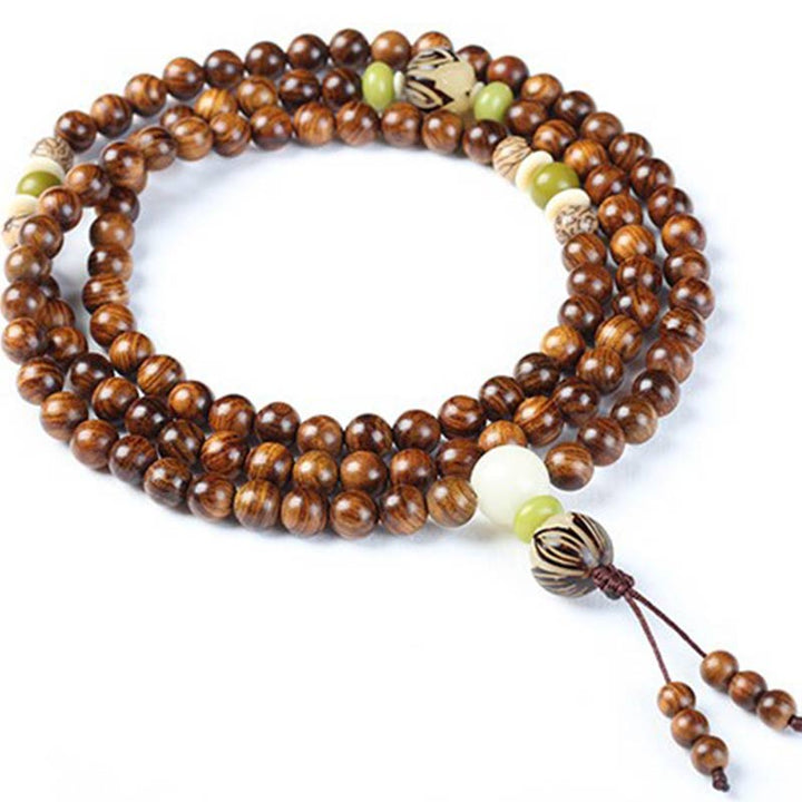 Buddha Stones Tibetan Rosewood Mala Protection Calm Bracelet