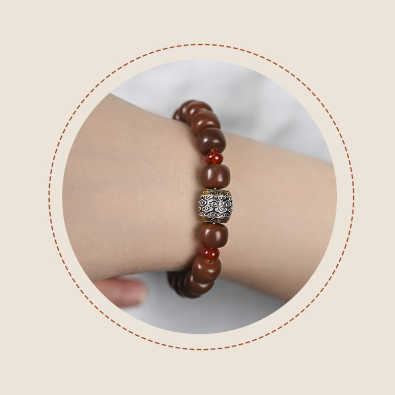 Buddha Stones Bodhi Seed Auspicious Cloud Fu Character Bead Peace Bracelet