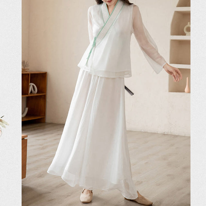 Retro Prayer Zen Spiritual Meditation Practice Chiffon Clothing Women's Set