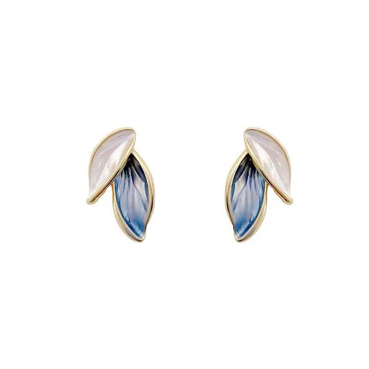 Leaf Design Luck Stud Earrings