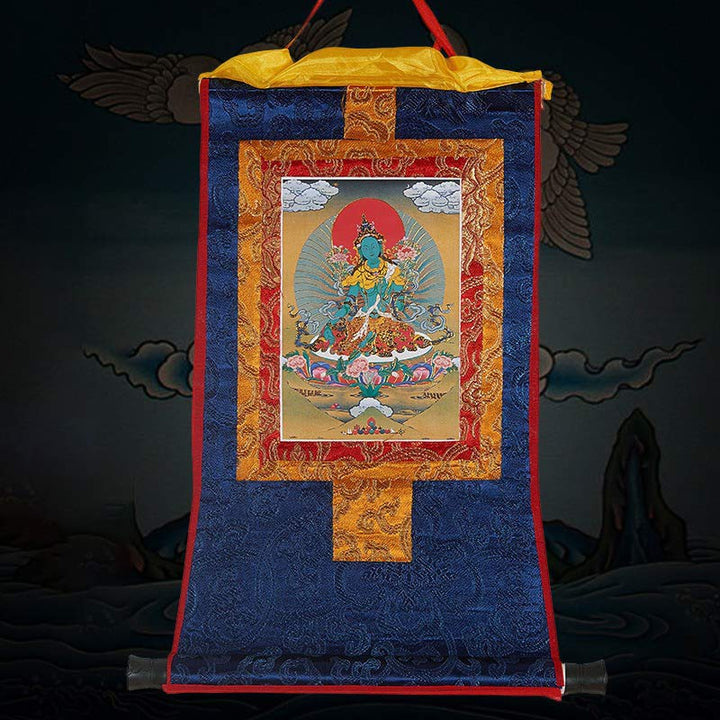 Tibetan Framed Thangka Blessing Protection Decoration