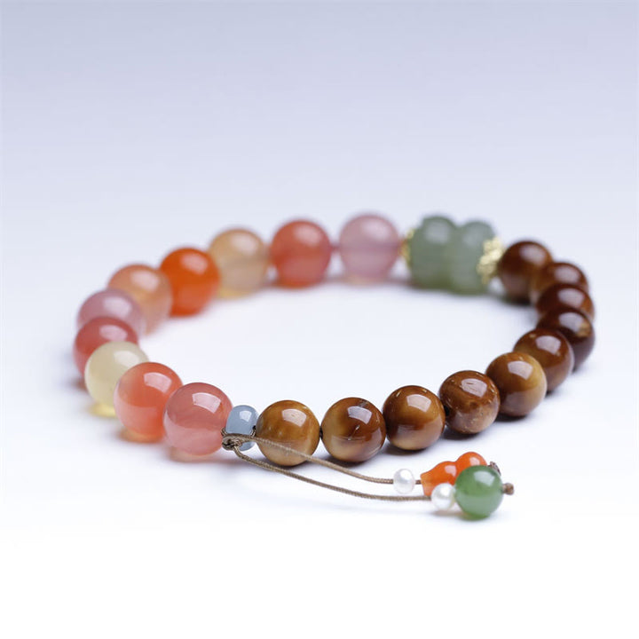 Buddha Stones Kuka Seed Yanyuan Agate Hetian Jade Wealth Protection Bracelet