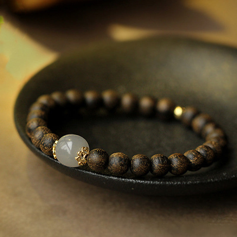 Buddha Stones Agarwood Jade Strength Calm Bracelet