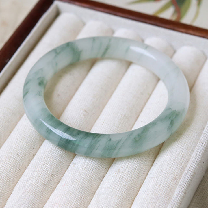 Buddha Stones Natural Jade Luck Prosperity Bangle Bracelet