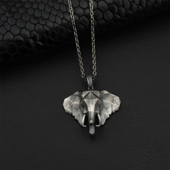 Elephant Pewter Titanium Steel Strength Necklace Pendant