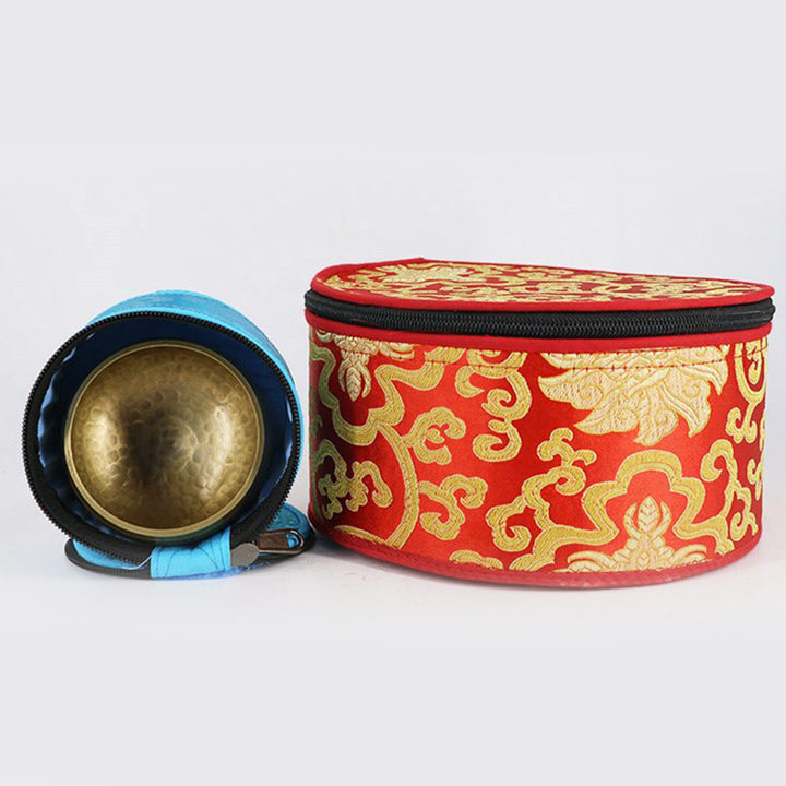 Tibetan Singing Bowl Storage Bag with Zipper Closure Decoration