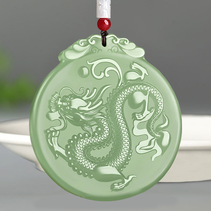 Buddha Stones Chinese Zodiac Dragon Jade Luck Necklace String Pendant