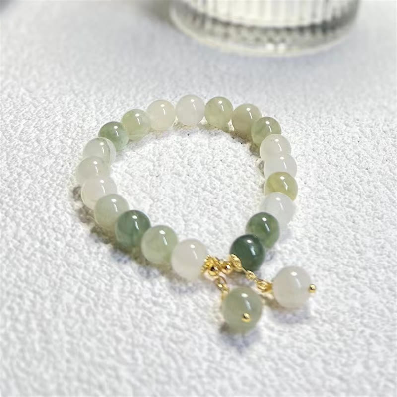 Buddha Stones Natural Gradient Jade Abundance Luck Bead Charm Bracelet