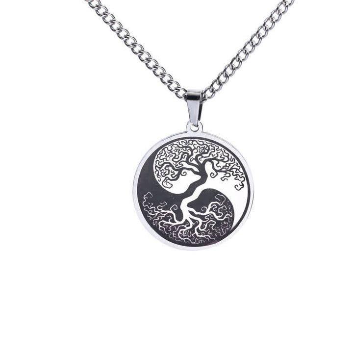 Buddha Stones The Tree of Life Titanium Steel Connection Necklace Pendant