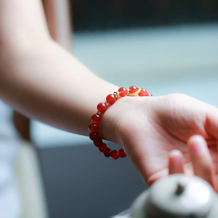 Natural Red Agate Blessing Letter Confidence Bracelet