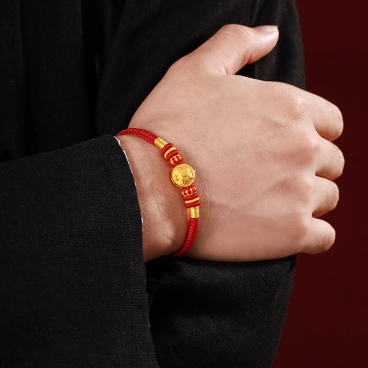 Buddha Stones 999 Gold Chinese Zodiac Auspicious Matches Om Mani Padme Hum Luck Handcrafted Bracelet