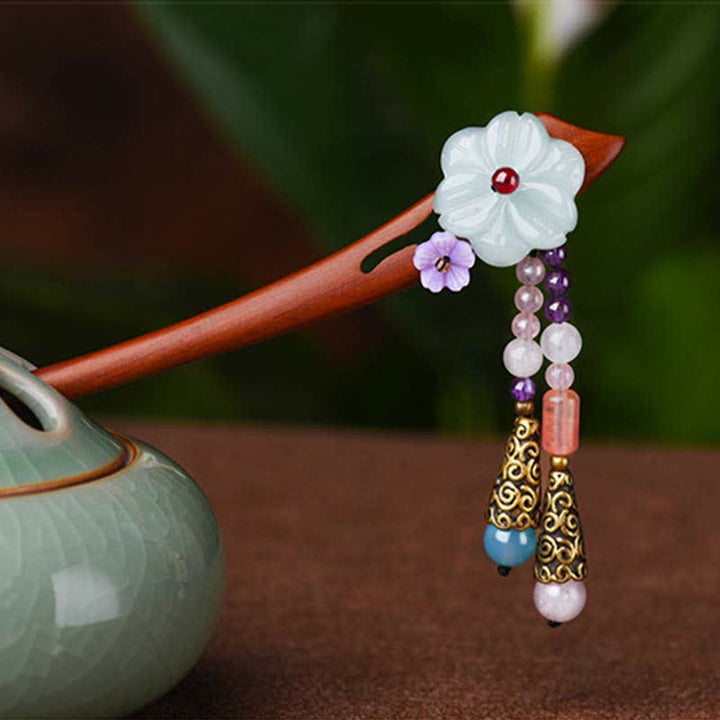 Red Sandalwood Amethyst Aventurine Protection Hairpin Decoration