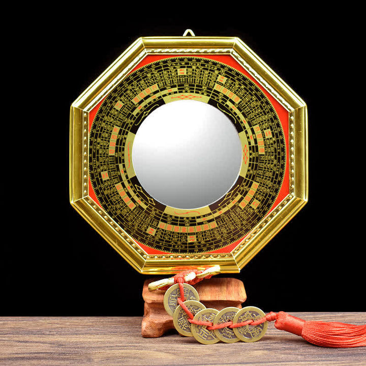 Feng Shui Bagua Map Five-Emperor Coins Gourd Balance Living Room Energy Map Mirror