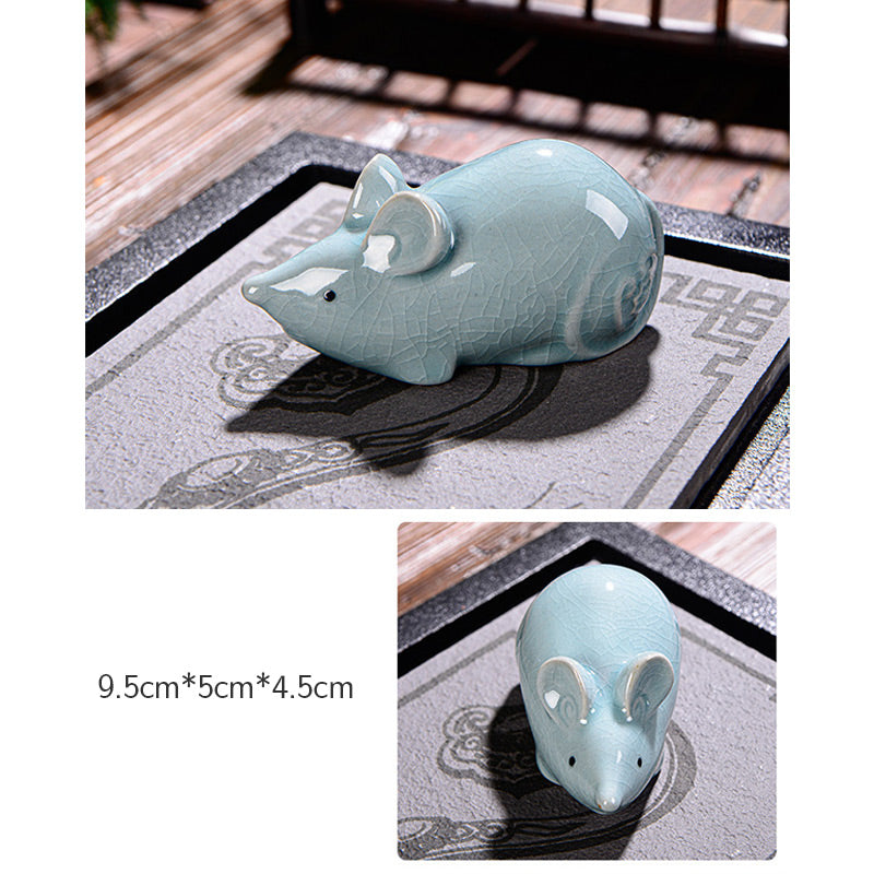 Buddha Stones Chinese Zodiac Wealth Ceramic Tea Pet Home Figurine Decoration