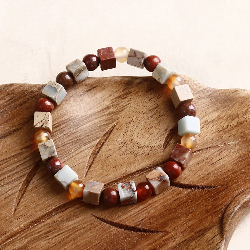 Buddha Stones Natural Stone Sea Sediment Jasper Agate Protection Bracelet