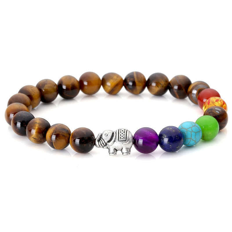 Lava Rock Tiger Eye Stone Elephant Diffuser Peace Healing Bracelet