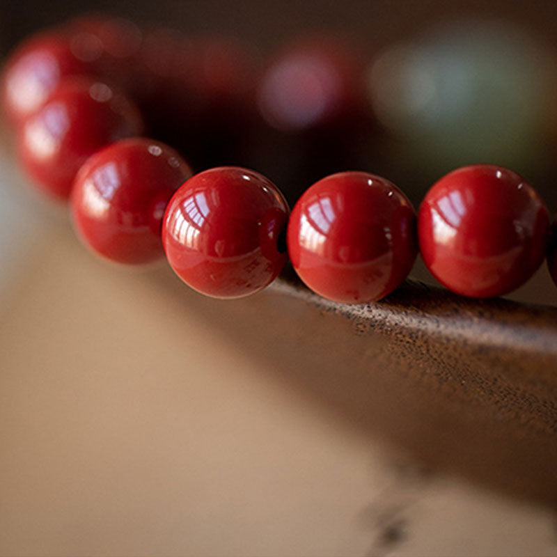 Buddha Stones Cinnabar Green Aventurine Fortune Luck Bracelet