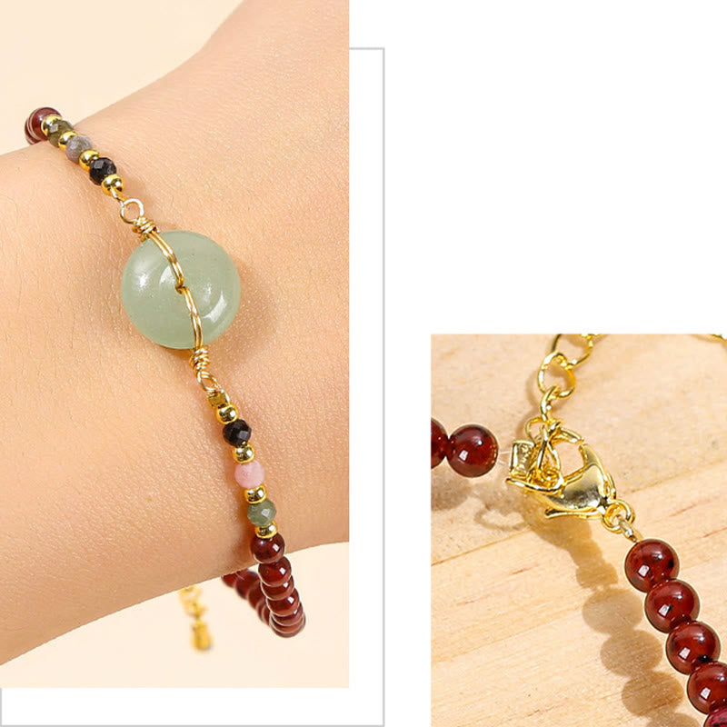 Buddha Stones Natural Garnet Peace Buckle Bead Calm Bracelet