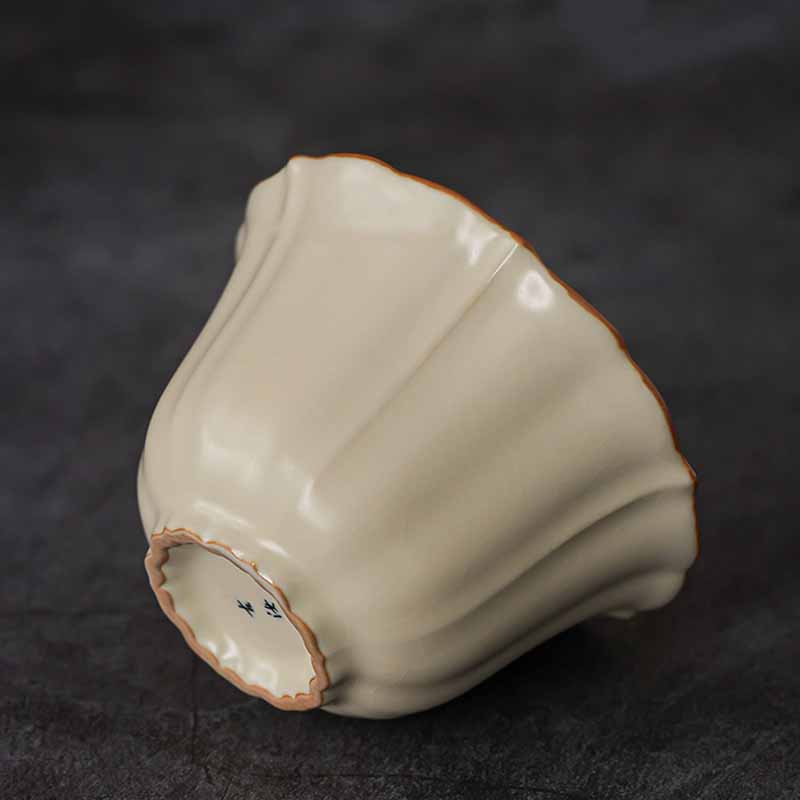 Buddha Stones Beige Plum Blossom Shape Peach Branch Ceramic Gaiwan Sancai Teacup Kung Fu Tea Cup With Lid