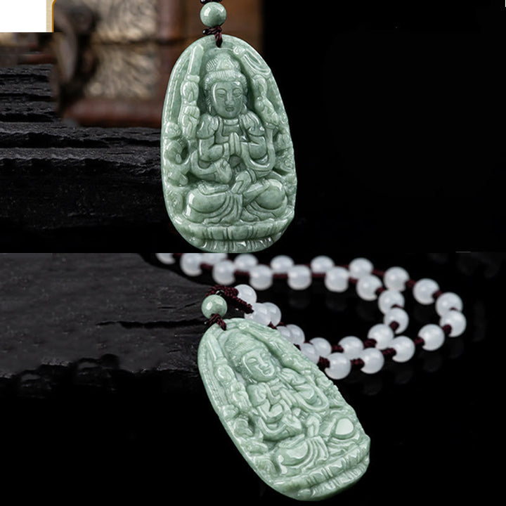 Buddha Stones Chinese Zodiac Natal Buddha Natural Jade Wealth Prosperity Necklace Pendant