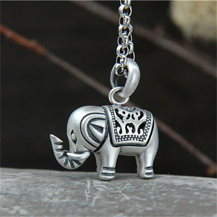 990 Sterling Silver Elephant Strength Necklace Pendant