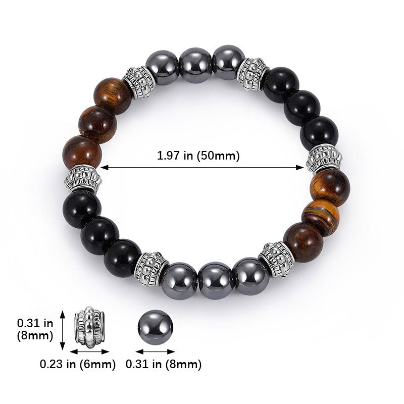 Buddha Stones Tiger Eye and Hematite Good Luck and Healing Bracelet