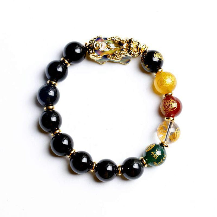 Buddha Stones Color-Changing Pixiu Obsidian Wealth Bracelet