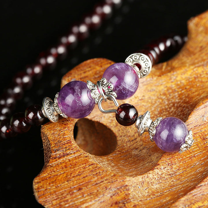 Buddha Stones Natural Garnet Amethyst Protection Bracelet