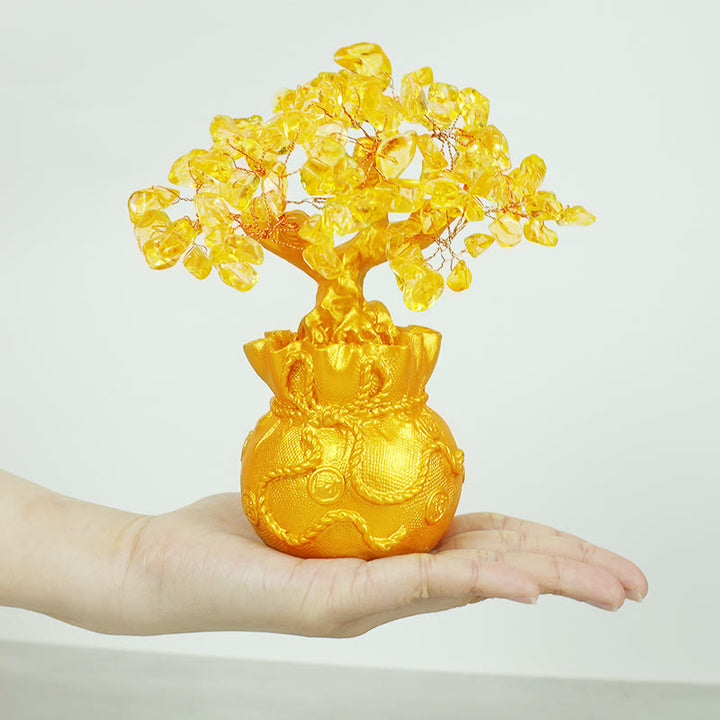 Buddha Stones Natural Citrine Money Tree Gemstone Ornament - Feng Shui for Prosperity