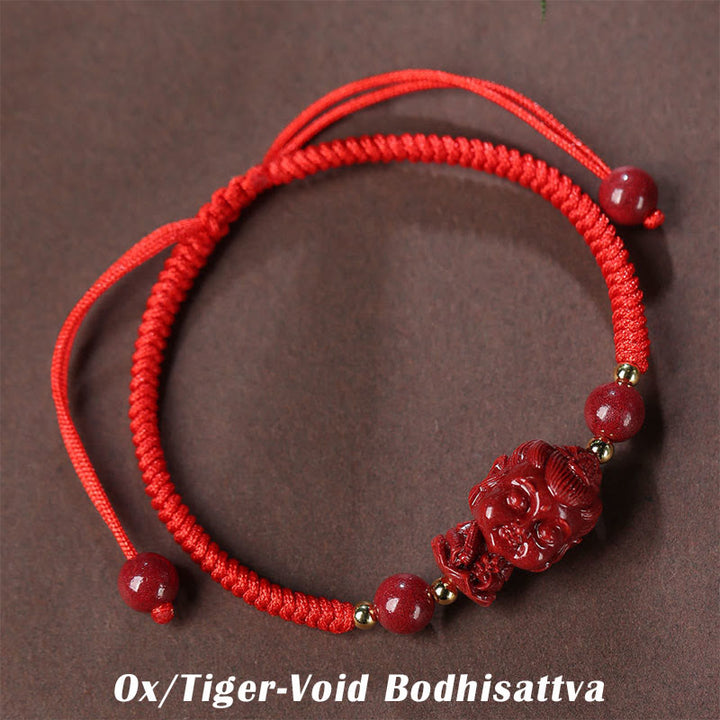 Buddha Stones Chinese Zodiac Natal Buddha Cinnabar Amulet Blessing String Bracelet