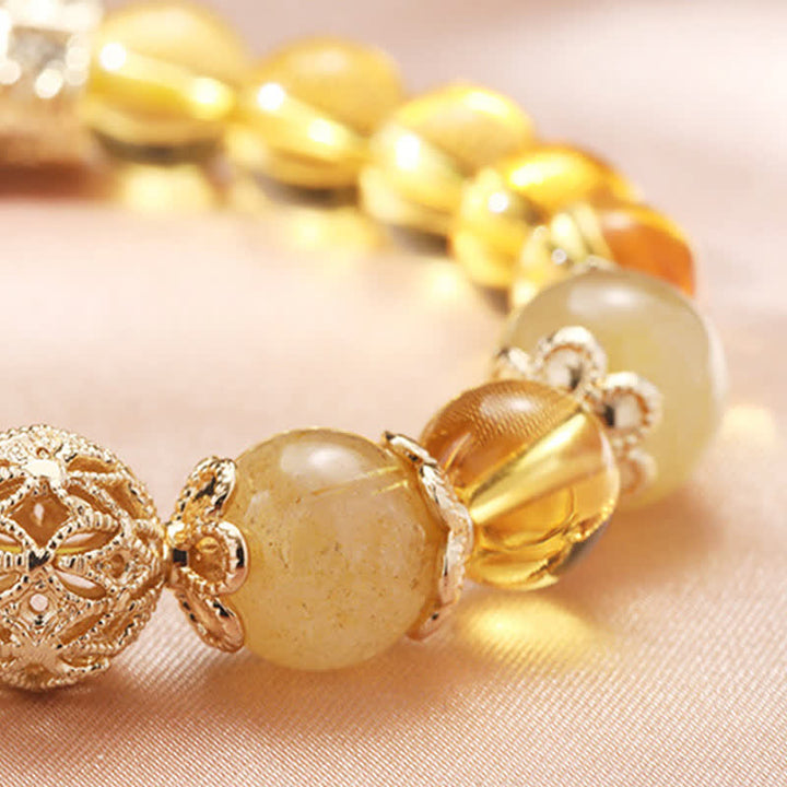 Buddha Stones Citrine Generosity Prosperity Beaded Bracelet