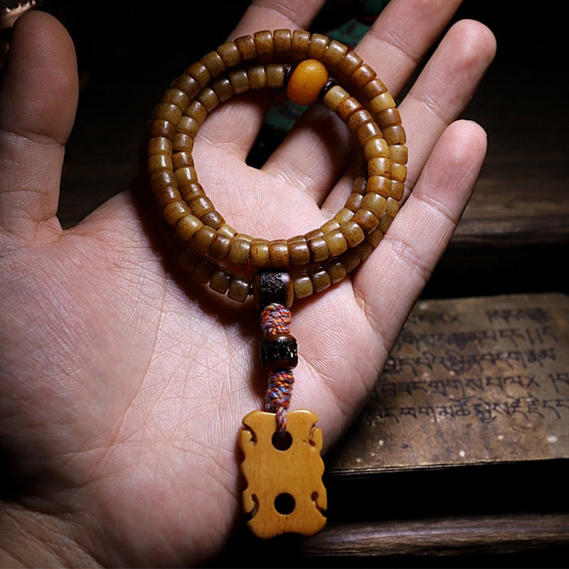 Tibet 108 Mala Beads Yak Bone Amber Balance Bracelet