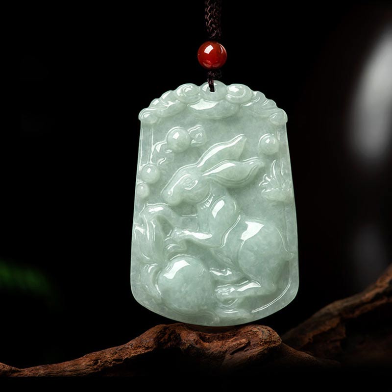 Natural Jade 12 Chinese Zodiac Abundance Amulet Pendant Necklace