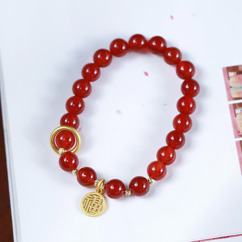 Natural Red Agate Blessing Letter Confidence Bracelet