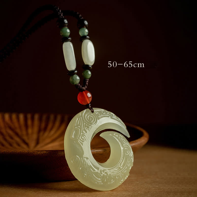 Peace Buckle Jade Small Leaf Red Sandalwood Cinnabar Agate Luck Necklace Pendant