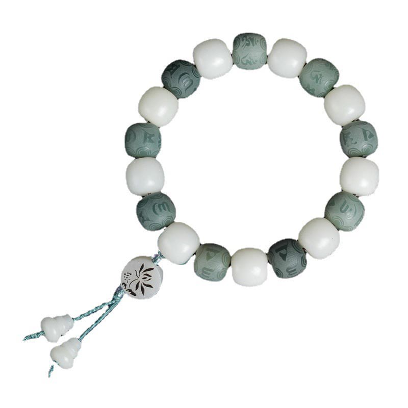 Buddha Stones White Bodhi Six True Words Protection Bracelet