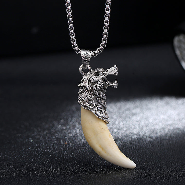 Imitation Wolf Tooth Titanium Steel Balance Necklace Pendant